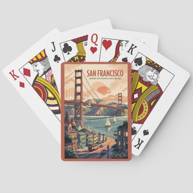 San Francisco California Skyline Travel Art Retro Spielkarten (Rückseite)