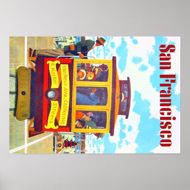 San Francisco California Trolley Car Golden Gate Poster (Vorne)