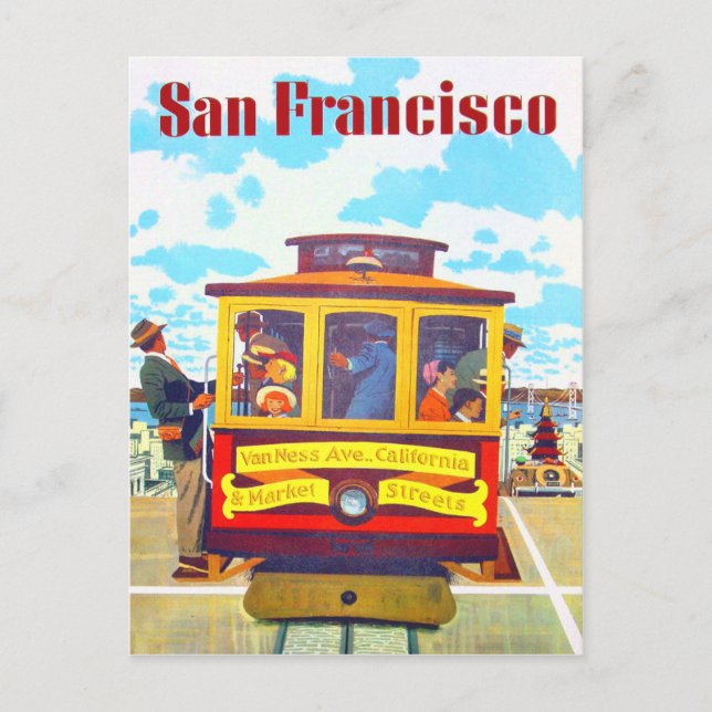 San Francisco California Trolley Car Golden Gate Postkarte (Vorderseite)