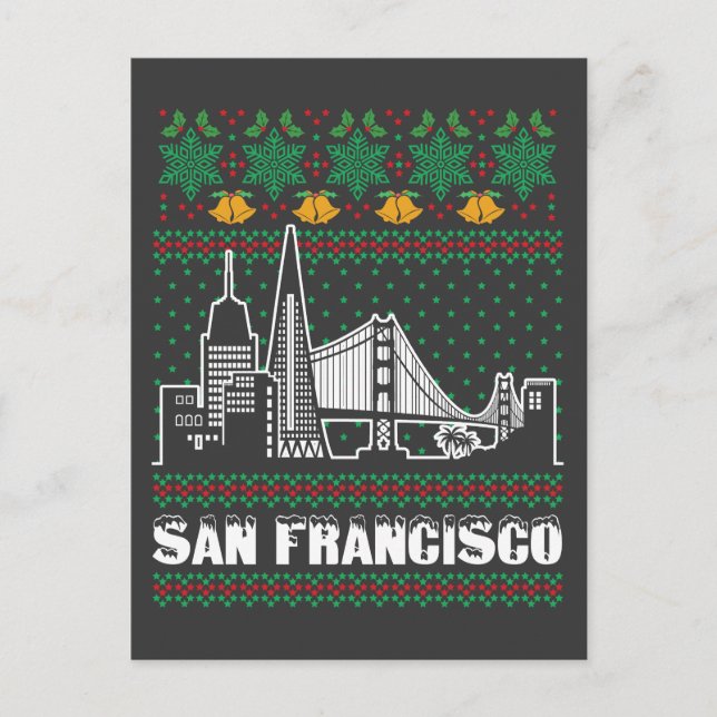 San Francisco California Ugly Christmas Postkarte (Vorderseite)