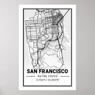 San Francisco California USA City Travel City Map Poster
