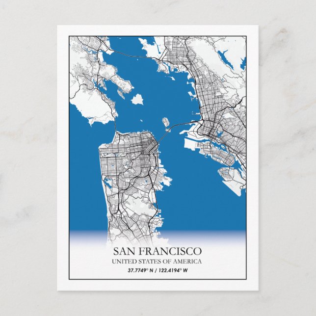 San Francisco California USA Travel City Map Postkarte (Vorderseite)