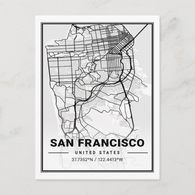 San Francisco California USA Travel City Map Postkarte (Vorderseite)