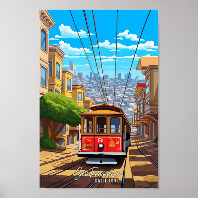 San Francisco California USA Travel Illustration Poster (Vorne)