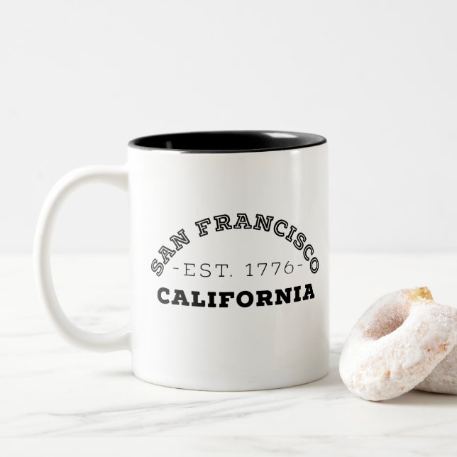 San Francisco California Zweifarbige Tasse (Mit Donut)