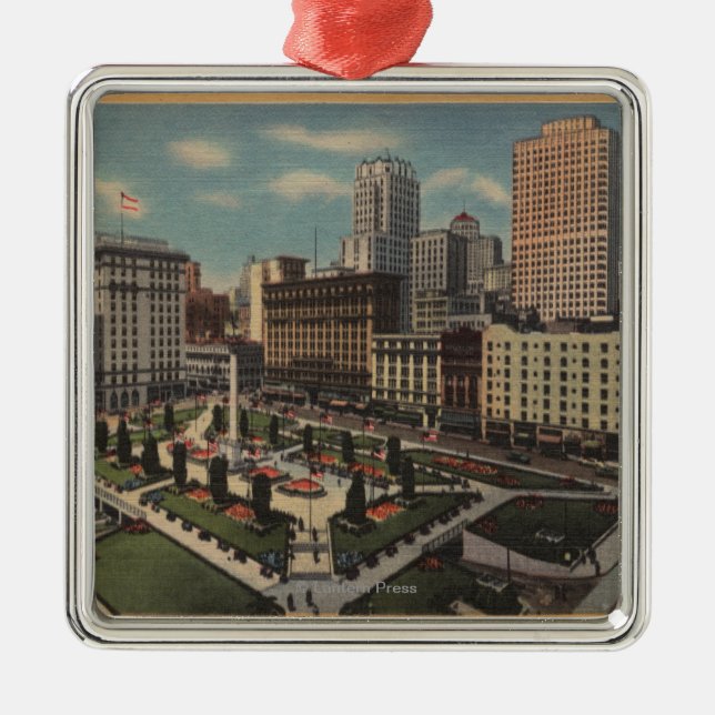 San Francisco, CAUnion quadratische Ansicht Silbernes Ornament (Vorne)