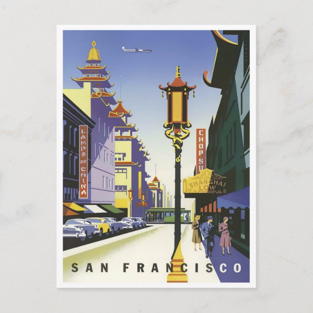 San Francisco Chinatown Vintage Reise Postkarte (Vorderseite)