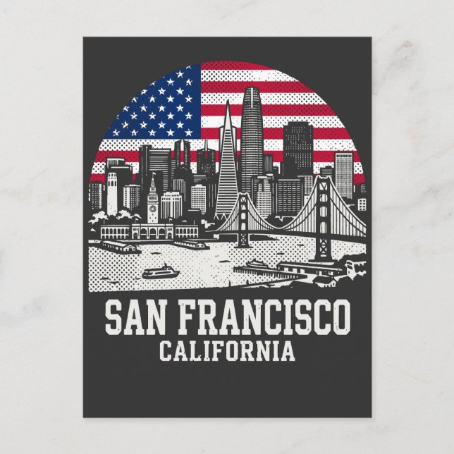San Francisco City California American Flag Postkarte (Vorderseite)