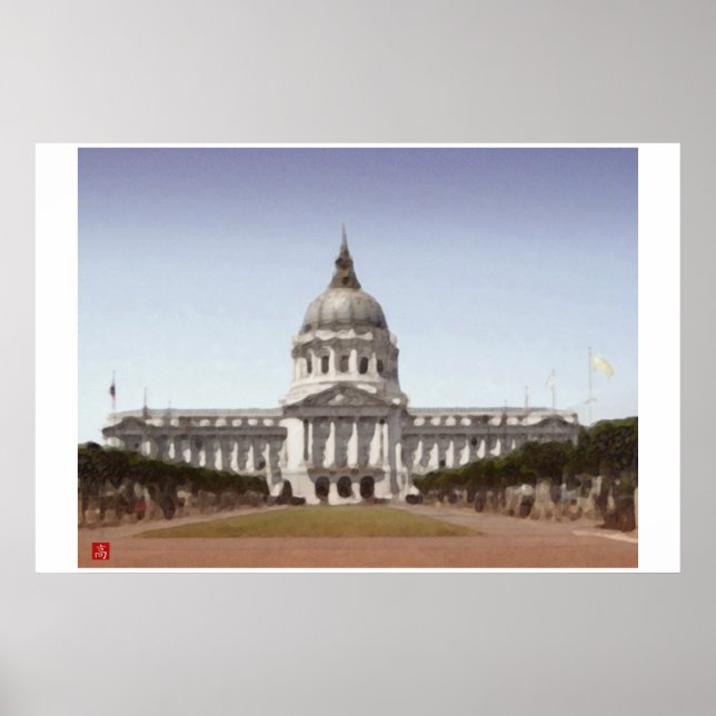 San Francisco City Hall Digitale Farbe Poster (Vorne)