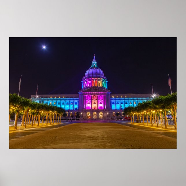 San Francisco City Hall in Pride Rainbow Poster (Vorne)