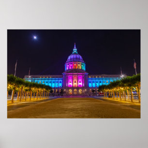 San Francisco City Hall in Regenbogenfarben Poster