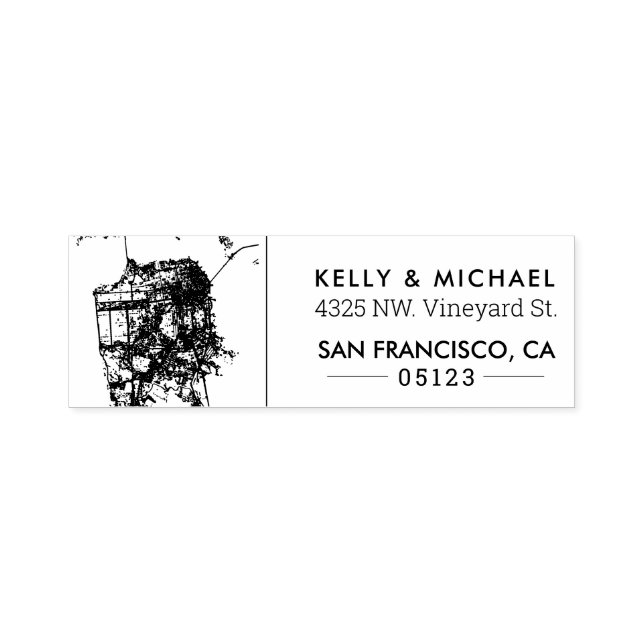 San Francisco City Map | Benutzerdefinierte Adress Permastempel (Design)