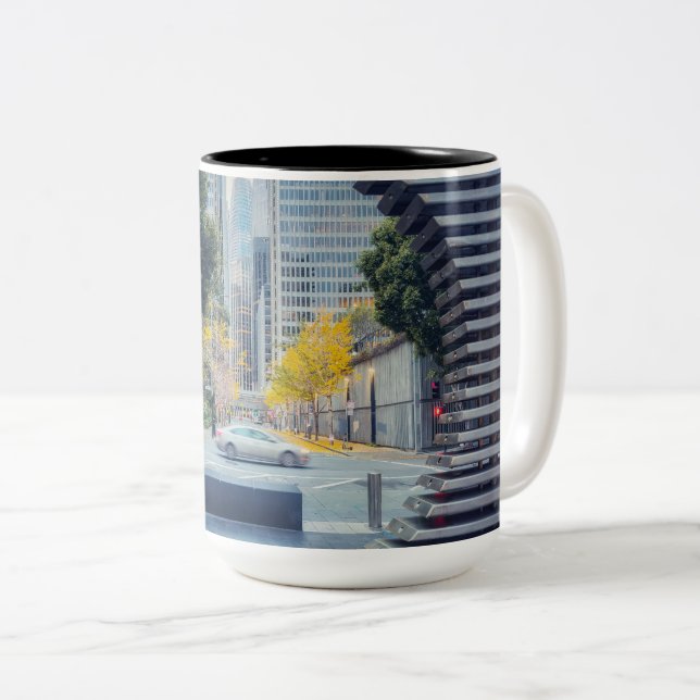 San Francisco City View through Metal Frame Zweifarbige Tasse (VorderseiteRechts)