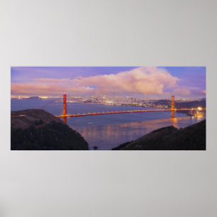 San Francisco City with Golden Gate Bridge Poster