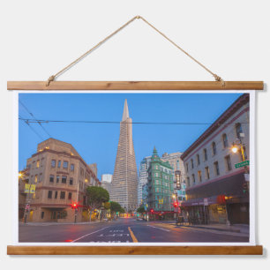 San Francisco Cityscape bei Twilight Wandteppich Mit Holzrahmen