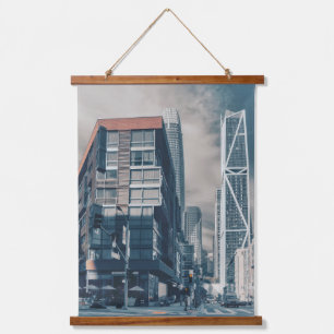 San Francisco Cityscape mit moderner Skyline Wandteppich Mit Holzrahmen