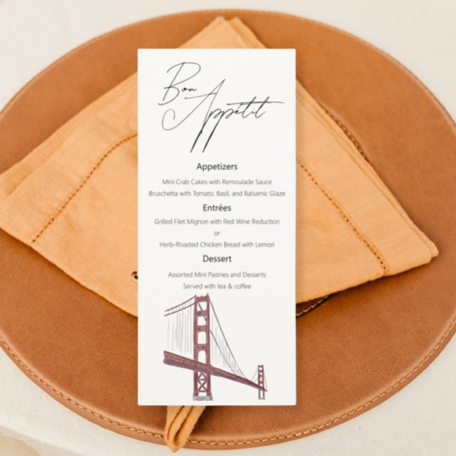 San Francisco Classy Wedding Menü mit zeichnend Menükarte (Von Creator hochgeladen)