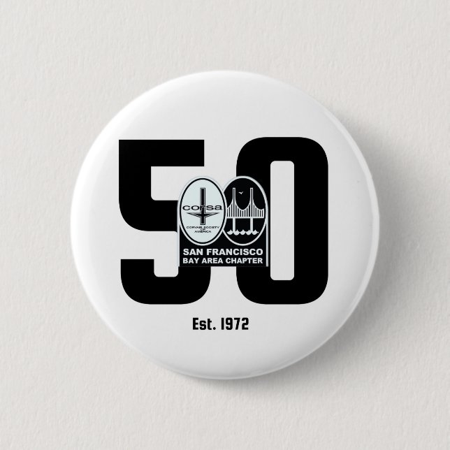 San Francisco Corvair Club 50 Jahre Button (Vorderseite)