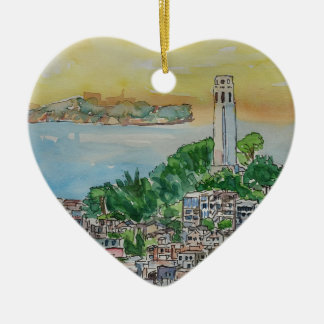 San Francisco Dämmerungs-Sonnenuntergang über Coit Keramik Ornament