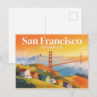 San Francisco Die Goldene Stadt Vintage Reise Post Postkarte