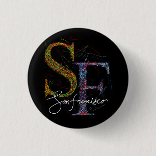 san francisco farbenfrohe Schreiber und Vintage Ty Button
