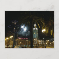 San Francisco Ferry Gebäude Fireworks Postcard