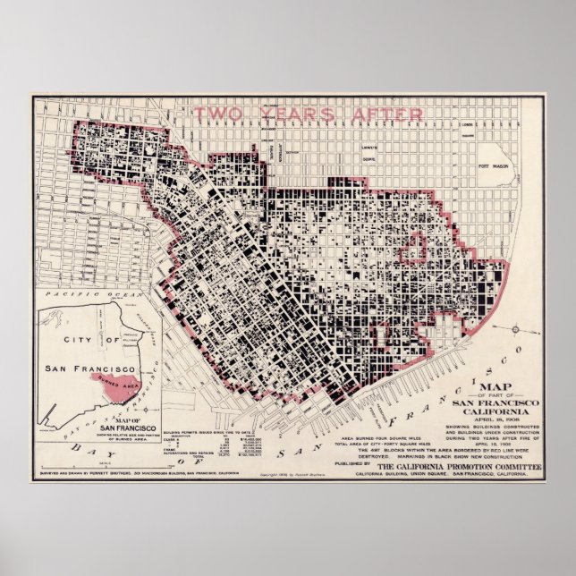 San Francisco Feuerplan - 1908 (Punnet Bros) BigMa Poster (Vorne)