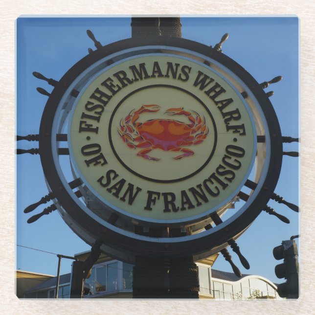 San Francisco Fishermans Wharf Glass Untersetzer (Vorderseite)