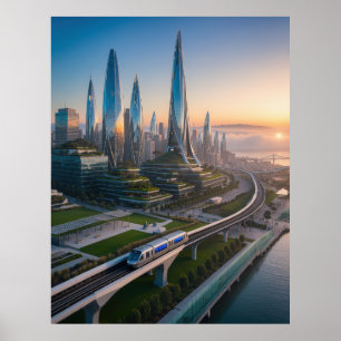 San Francisco futuristische Stadt 2026 Poster