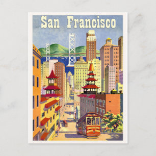 San Francisco Gebäude, Straßenmitte, Straßenbahn Postkarte