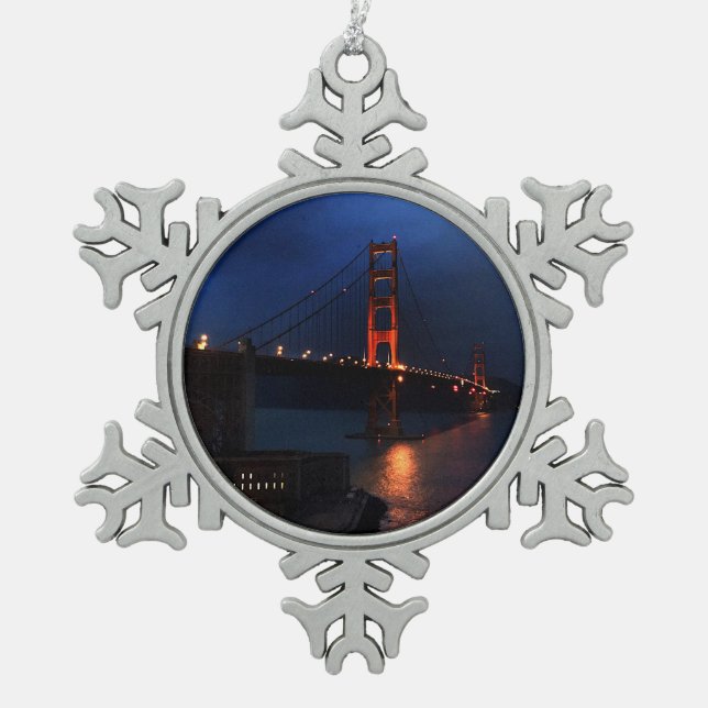 San Francisco Golden Gate Bridge #6 Schneeflocken Zinn-Ornament (Vorderseite)