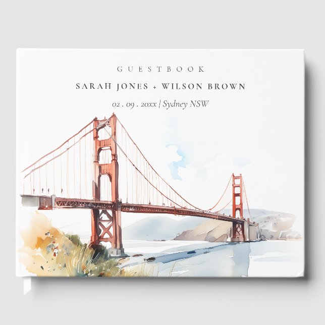 San Francisco Golden Gate Bridge Landscape Wedding Gästebuch (Vorderseite)