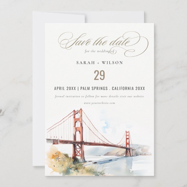 San Francisco Golden Gate Bridge Landscape Wedding Save The Date (Vorderseite)