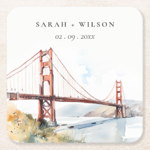 San Francisco Golden Gate Bridge Landschaft Hochze Rechteckiger Pappuntersetzer