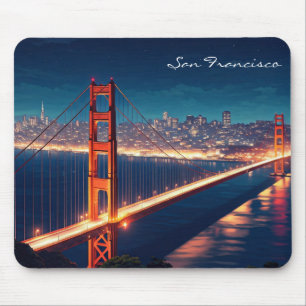 San Francisco Golden Gate Bridge Nachtpostkarte Mousepad