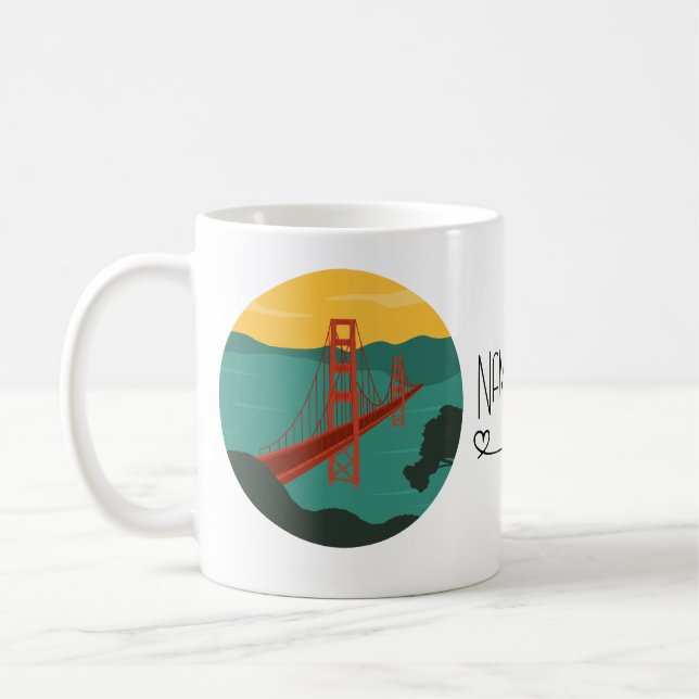 San Francisco - Golden Gate Bridge/ Name anpassen Kaffeetasse (Links)