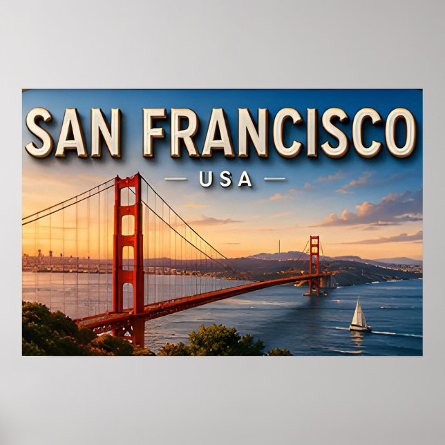 San Francisco Golden Gate Bridge Panoramablick Poster (Vorne)