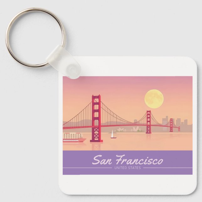 San Francisco Golden Gate Bridge Pastel Travel Schlüsselanhänger (Vorderseite)