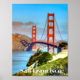 San Francisco, Golden Gate Bridge, Reiseposter Poster