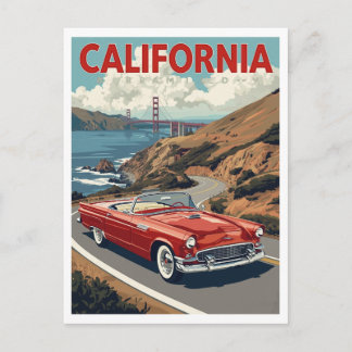 San Francisco Golden Gate Bridge Retro-Auto Postkarte