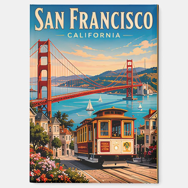 San Francisco Golden Gate Bridge Retro Magnet (Vorderseite)