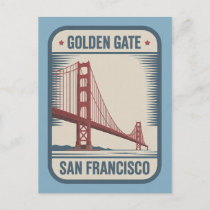 San Francisco Golden Gate Bridge Retro Postkarte