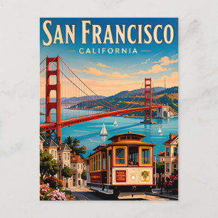 San Francisco Golden Gate Bridge Retro Postkarte