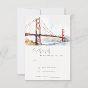 San Francisco Golden Gate Bridge Scape Hochzeit RSVP Karte