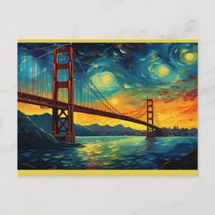 San Francisco Golden Gate Bridge Starry Night Postkarte