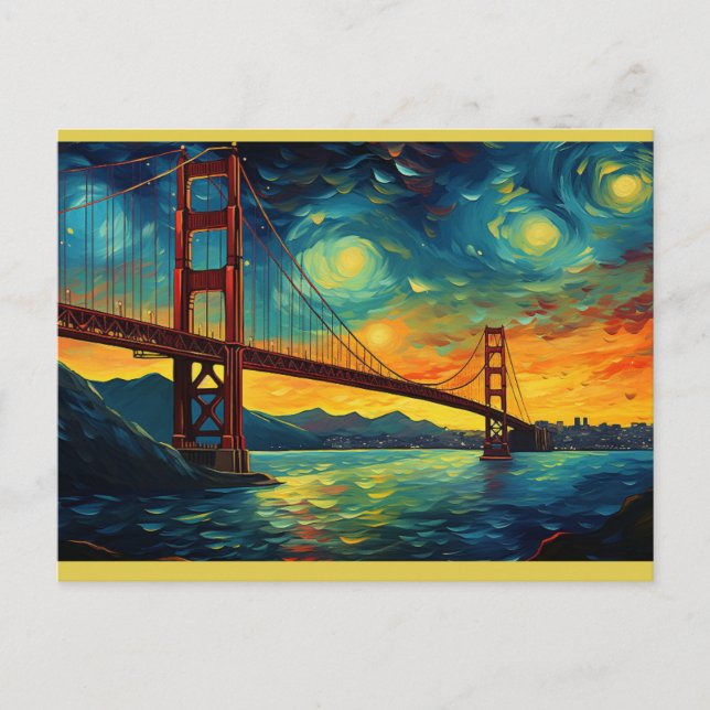 San Francisco Golden Gate Bridge Starry Night Postkarte (Vorderseite)