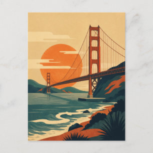 San Francisco Golden Gate Bridge Vintage Reise Postkarte