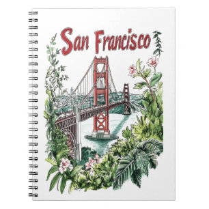 San Francisco Golden Gate Bridge Wasserfarbendesig Notizblock