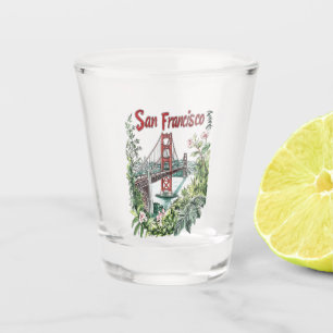 San Francisco Golden Gate Bridge Wasserfarbendesig Schnapsglas
