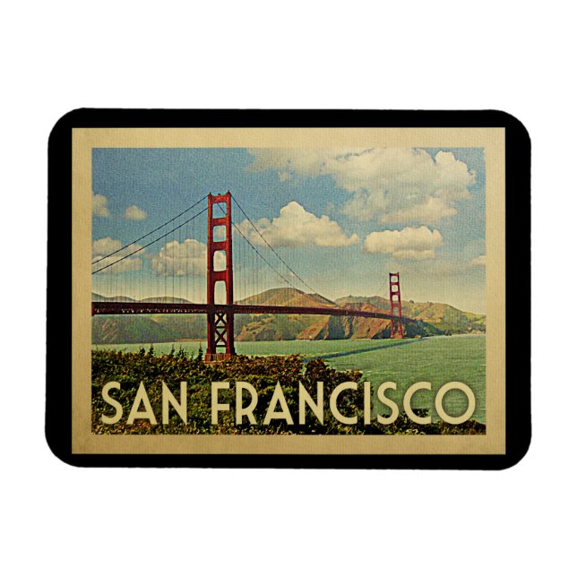 San Francisco Golden Gate Brücke Vintage Reise Magnet (Horizontal)